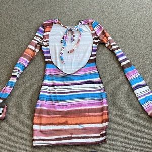 Verge Girl Backless Striped Dress